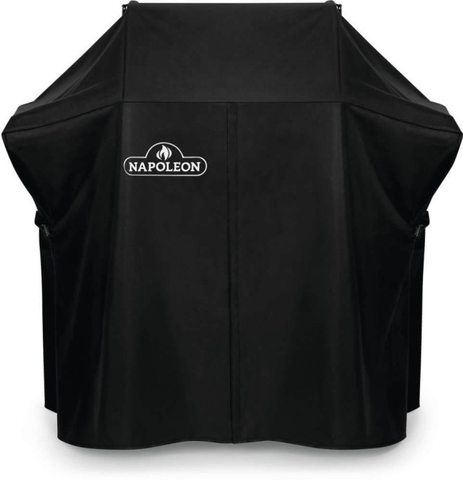 Housse pour BBQ Rogue 525 Napoléon sur fond blanc avec mise au point sur les boucles et le tissu
